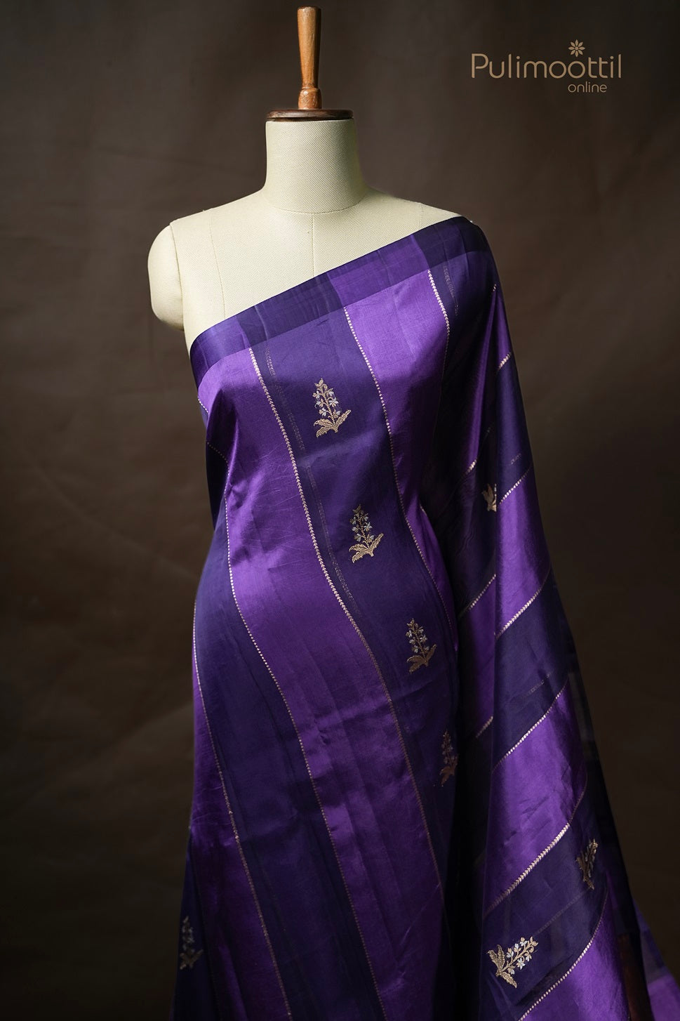 Violet colour  Puna Silk And Organza Mixed Saree