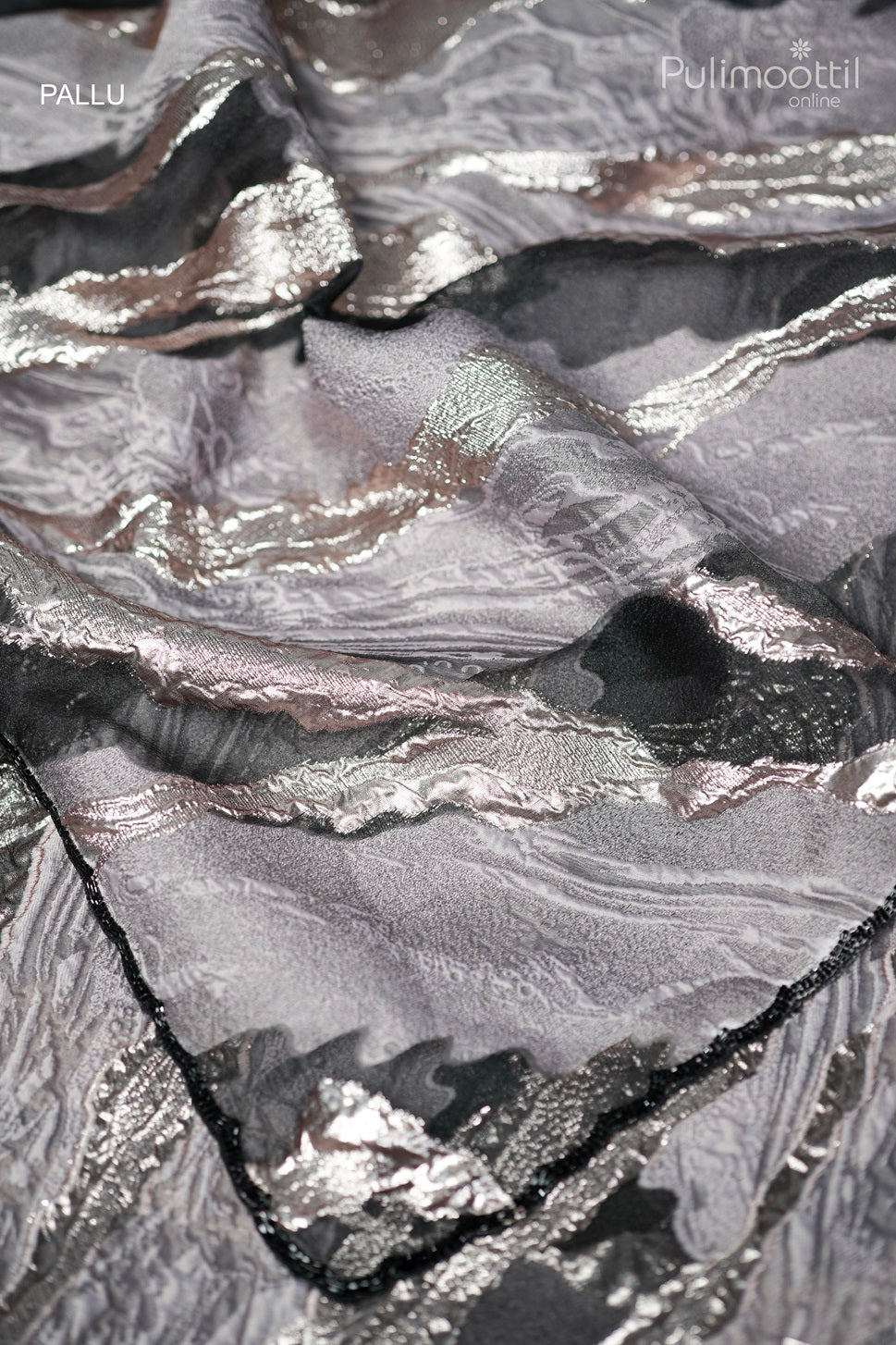 Black-colored Turkish organza fancy saree