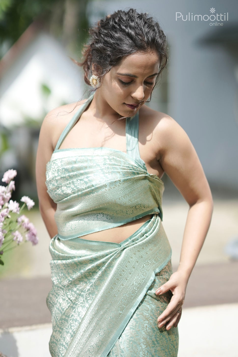 Light Sea Green Colour Banarasi Silk Saree