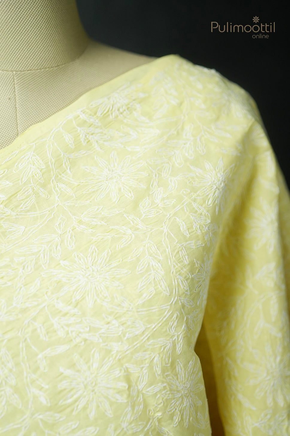 Light Yellow Colour Chikankari Cotton Saree