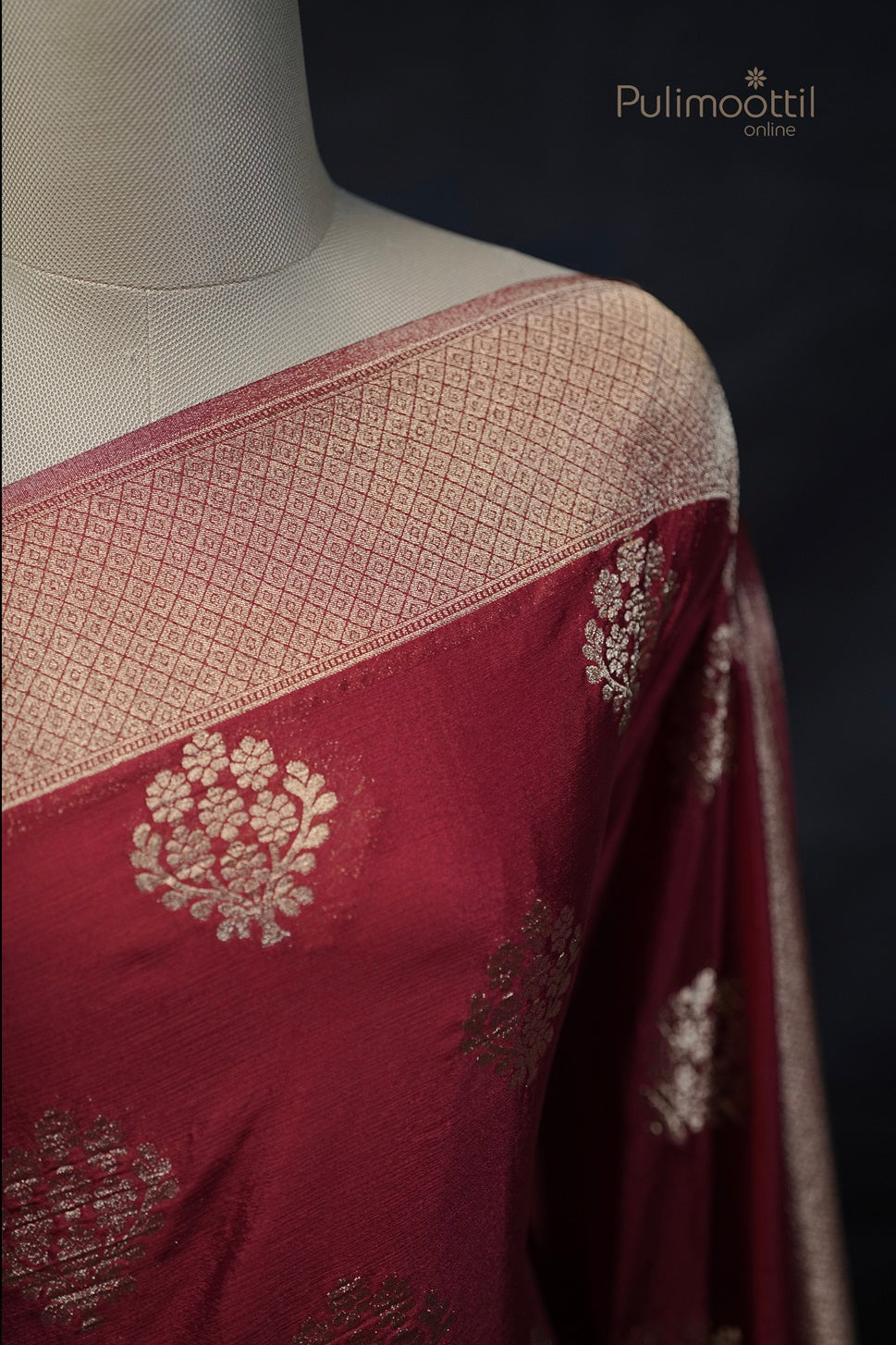 Maroon Colour Georgette Banarasi Saree