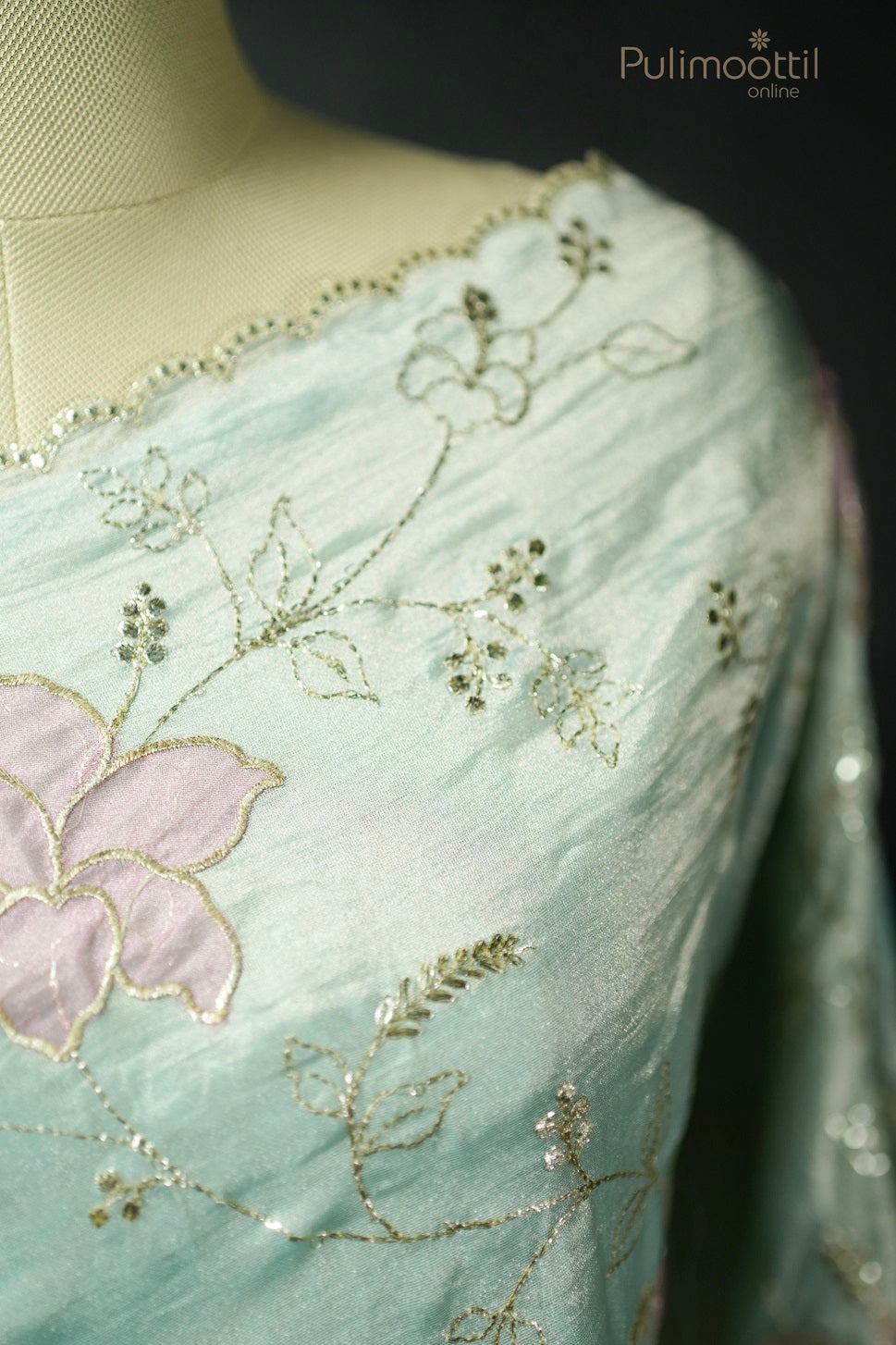 Powder Blue Colour Tissue Organza Fancy Saree