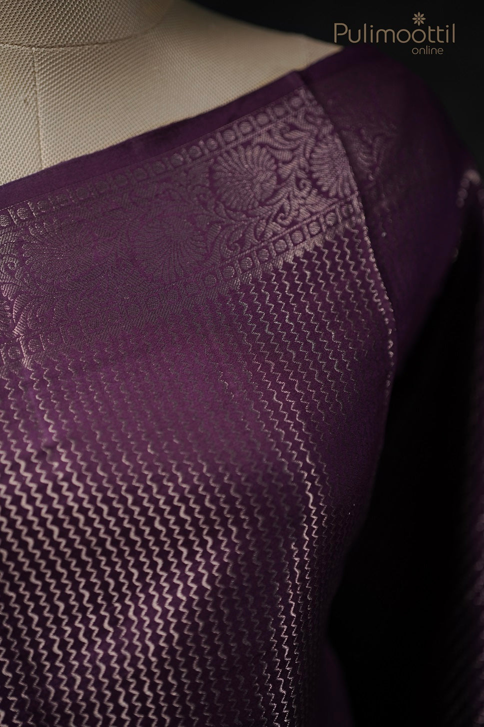 Dark Violet Colour Chiniya Silk Saree