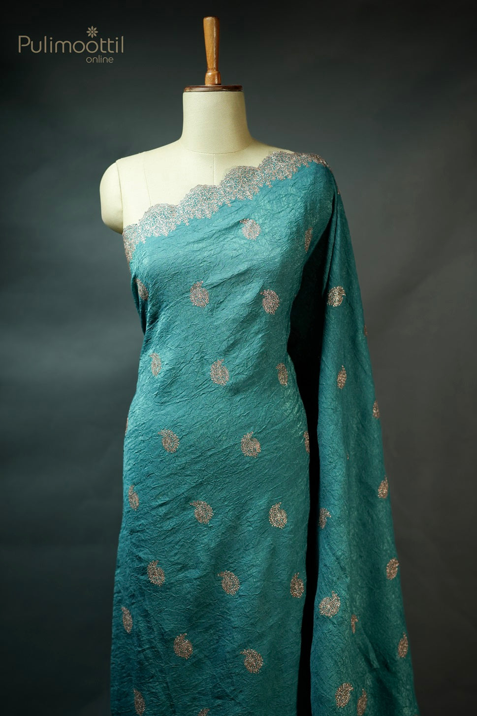 Light Cyan Colour Semi Silk Saree