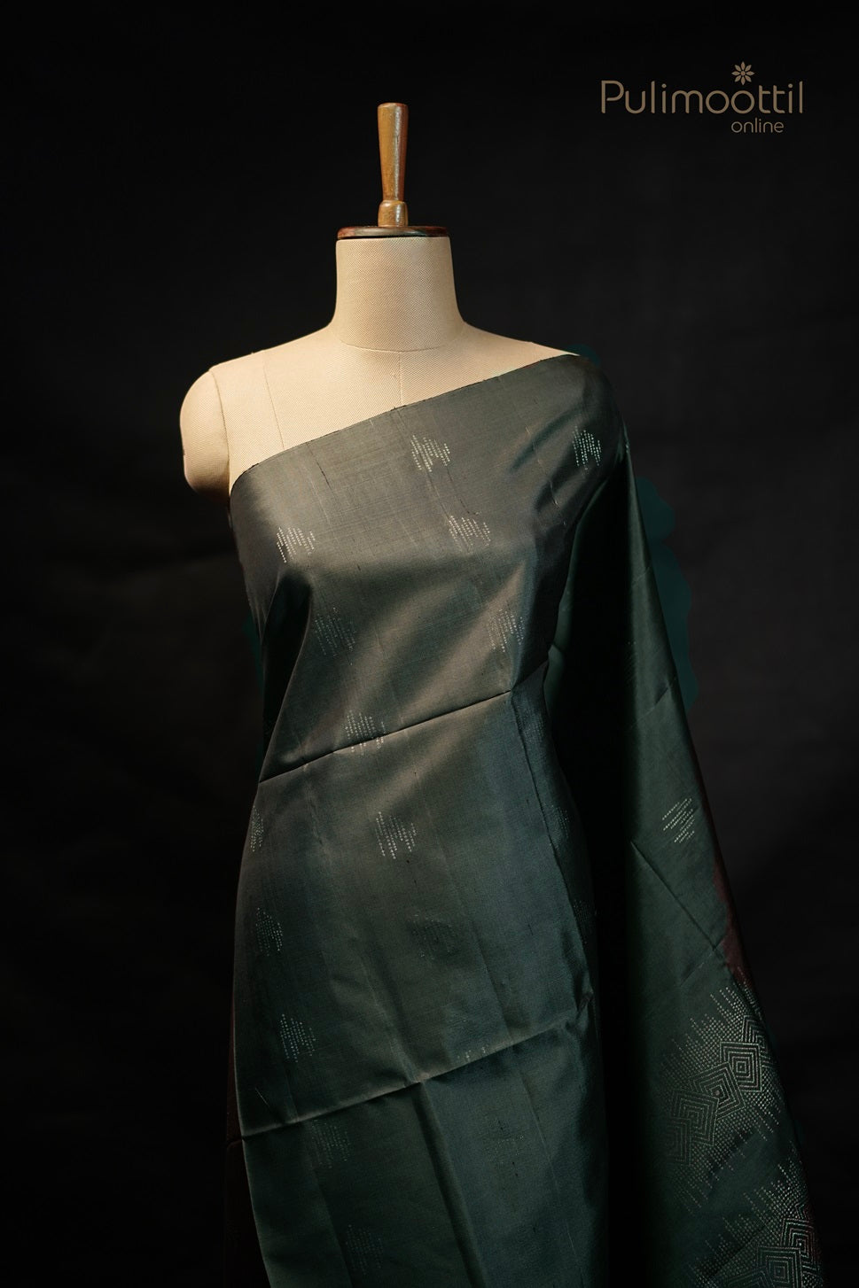 Dark Olive Green Colour Kanchipuram Soft silk Saree