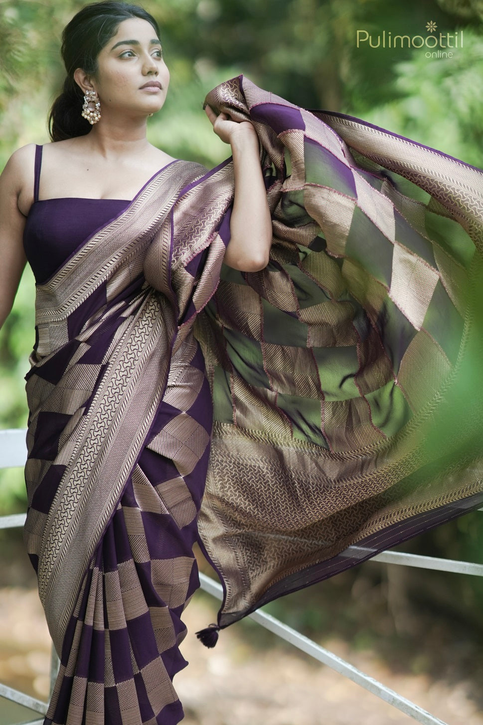 Dark Purple Colour Georgette Banarasi Saree
