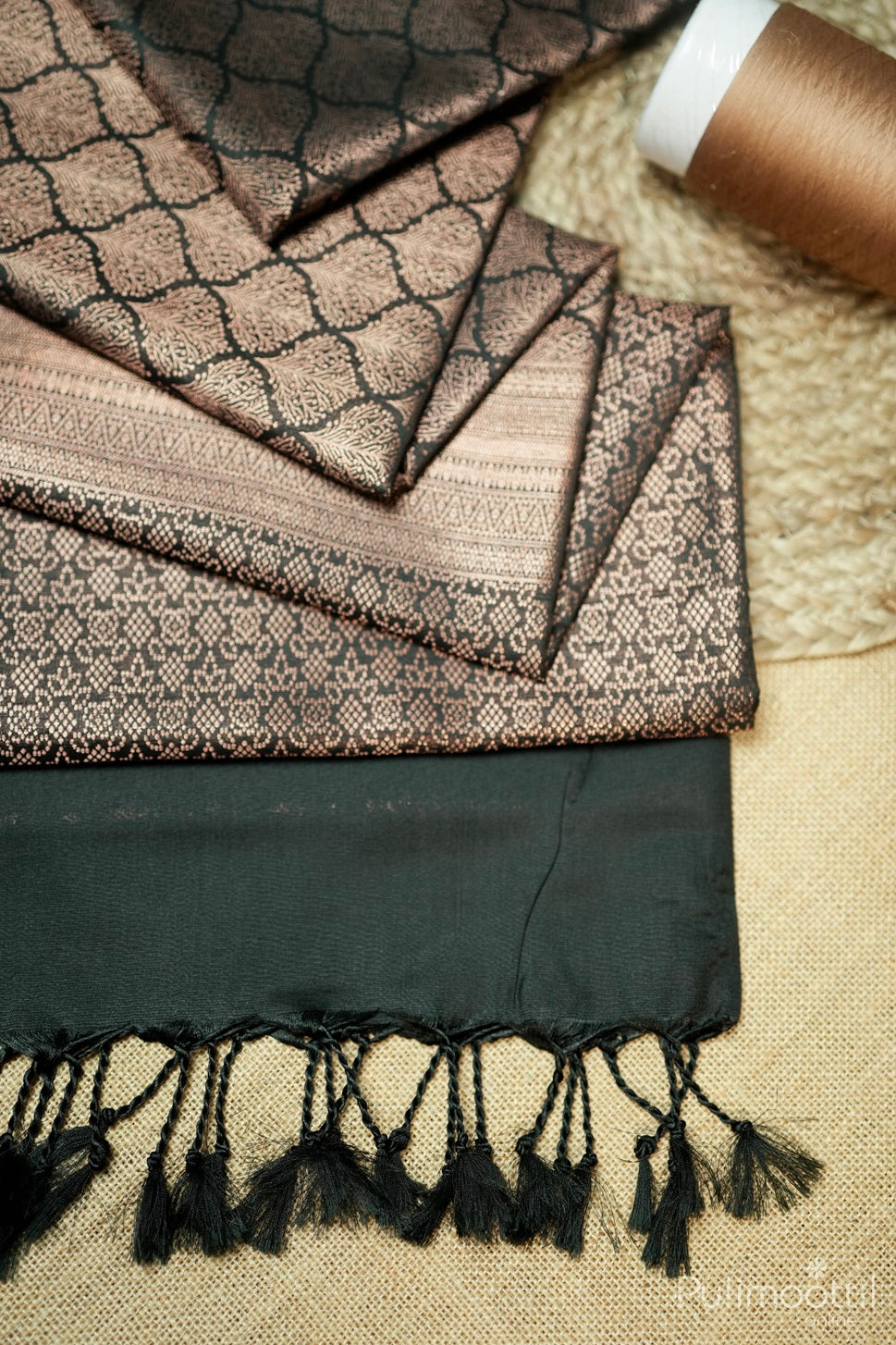 Black Colour Semi Silk Saree