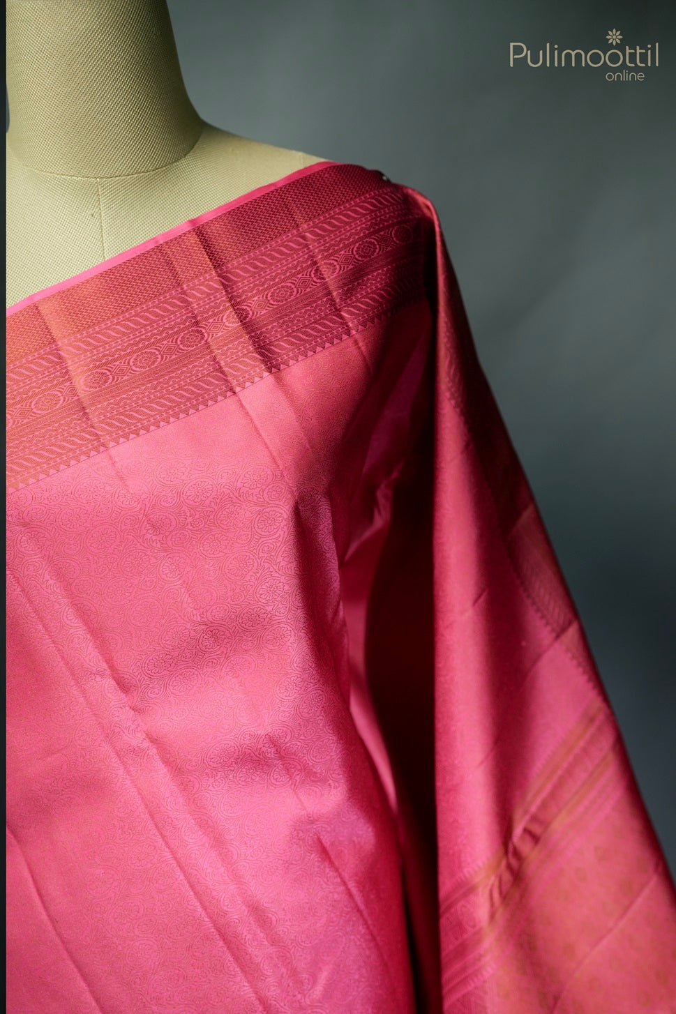 Camellia Rose Colour Kanchipuram Self-Print Designer Saree