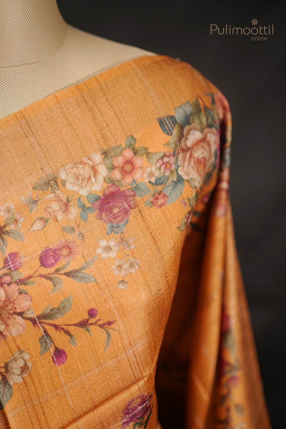 Dark Yellow Colour Jute Silk Saree