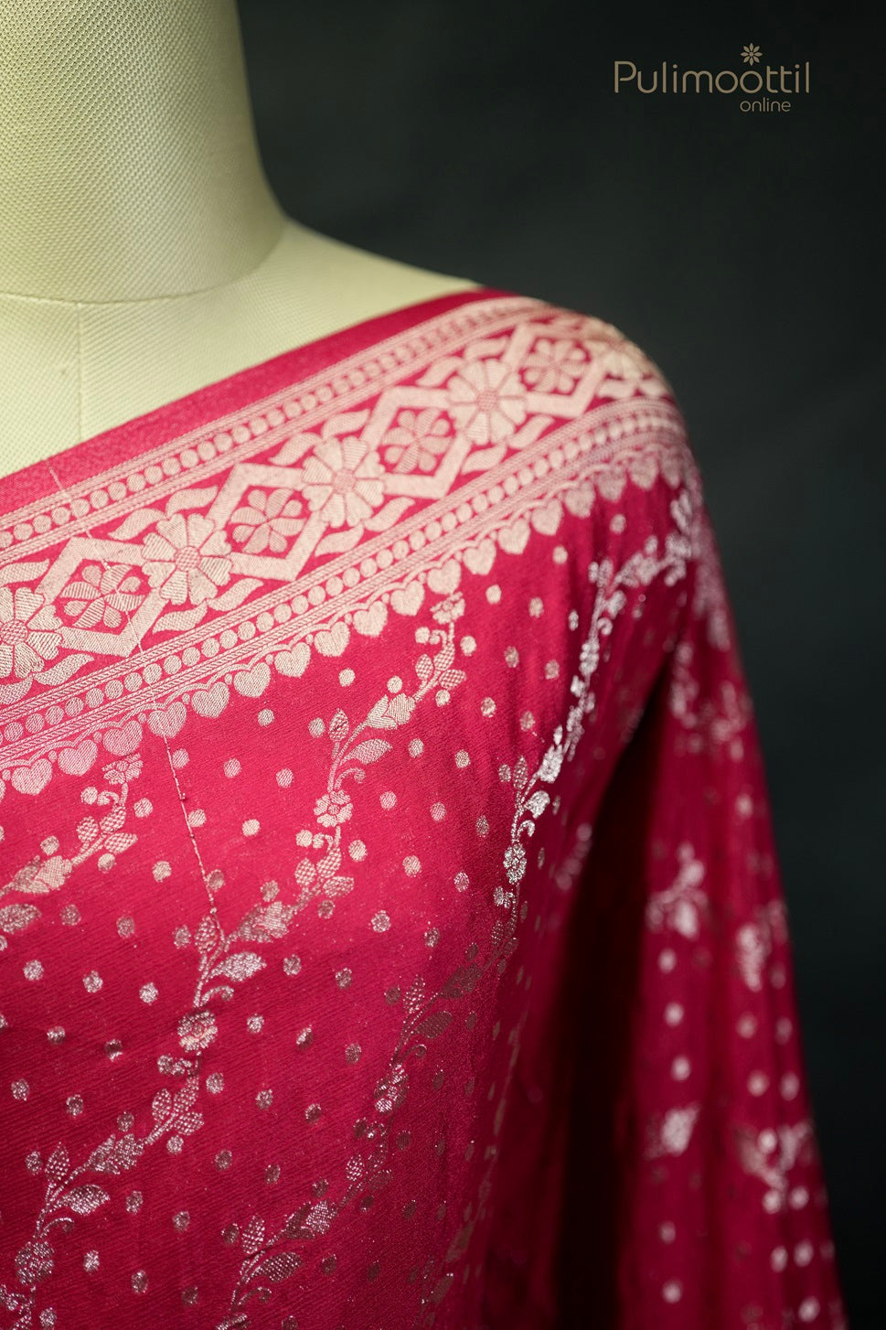 Rani Pink Colour Banarasi Silk Saree