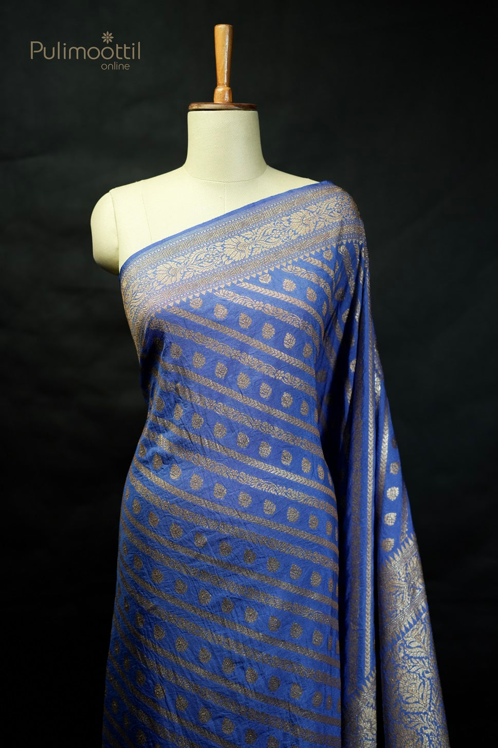 German Blue Colour Kattan Silk Saree