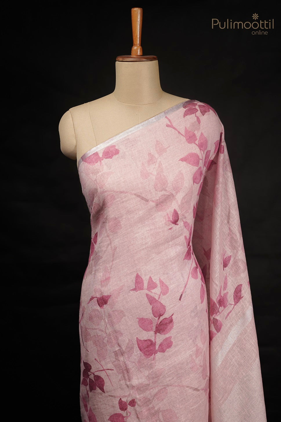 Pastel Pink Colour Linen Silk Saree