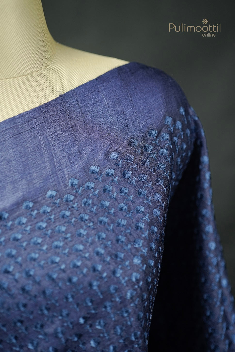 Dark Blue Colour Tussar Silk Saree