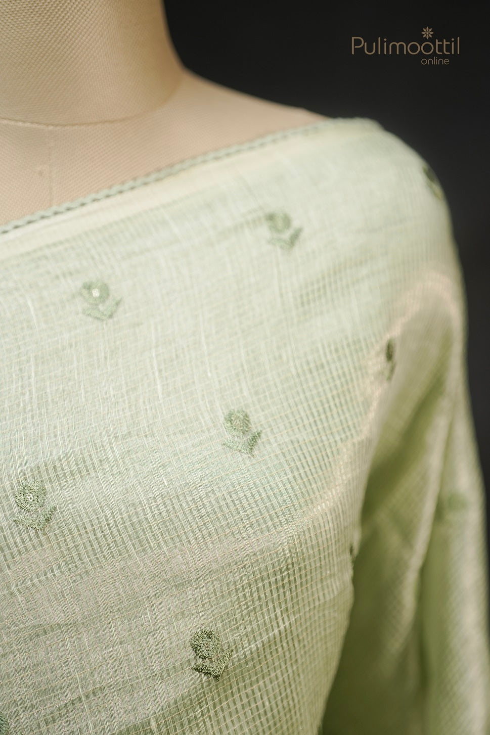 Pista Green Colour Net Cotta Fancy Saree