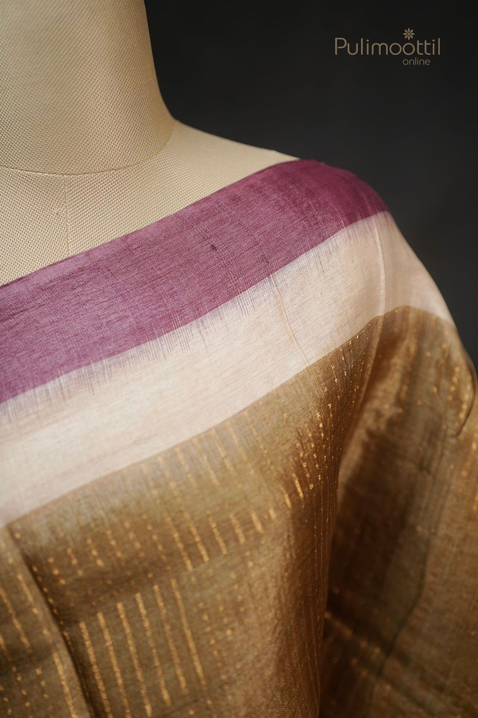 Olive Green Colour Tussar Silk Saree