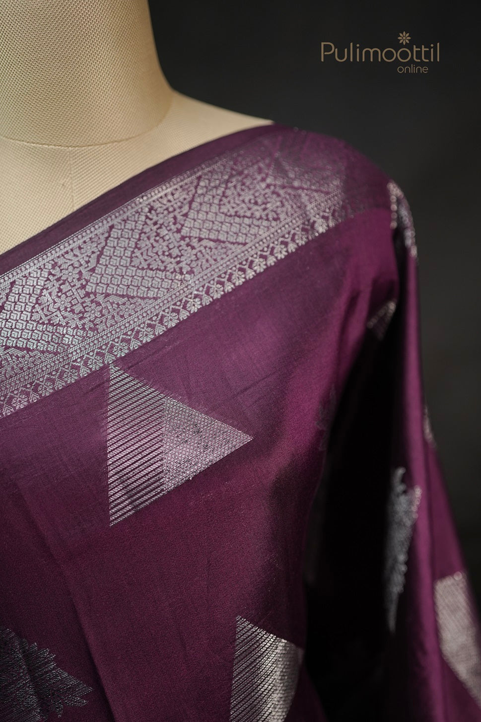 Wine Colour Chiniya Silk Saree