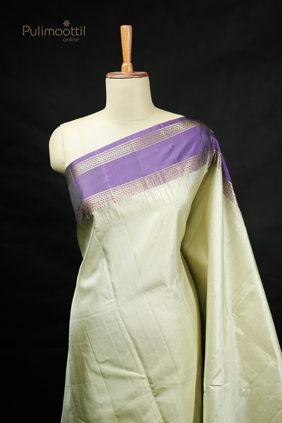 Greyish Olive Green Colour Kanchipuram Soft Silk Saree.