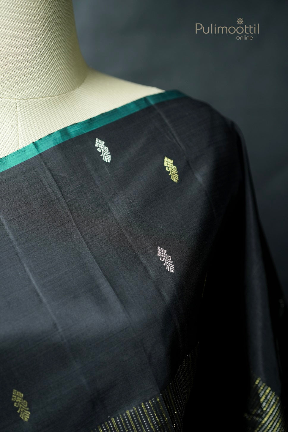 Black Colour Kanchipuram Designer Wedding Saree