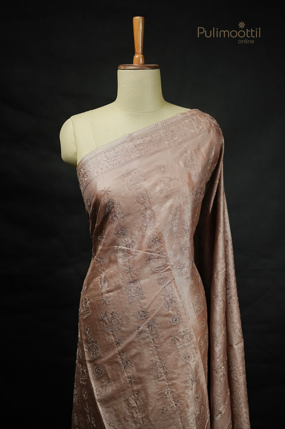 Chikoo Colour Tussar Silk Saree