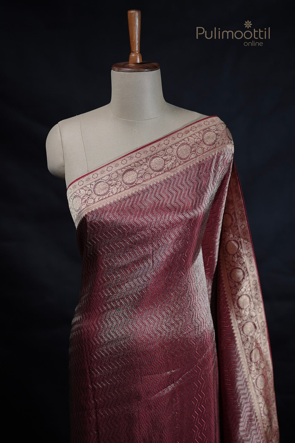 Maroon Colour Shimmer Banarasi Saree