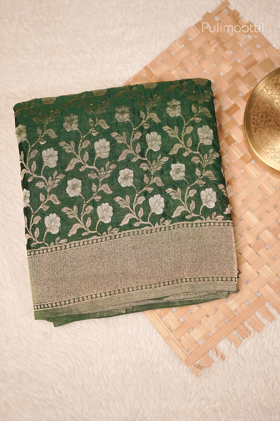 Bottle Green Colour Banarasi Saree