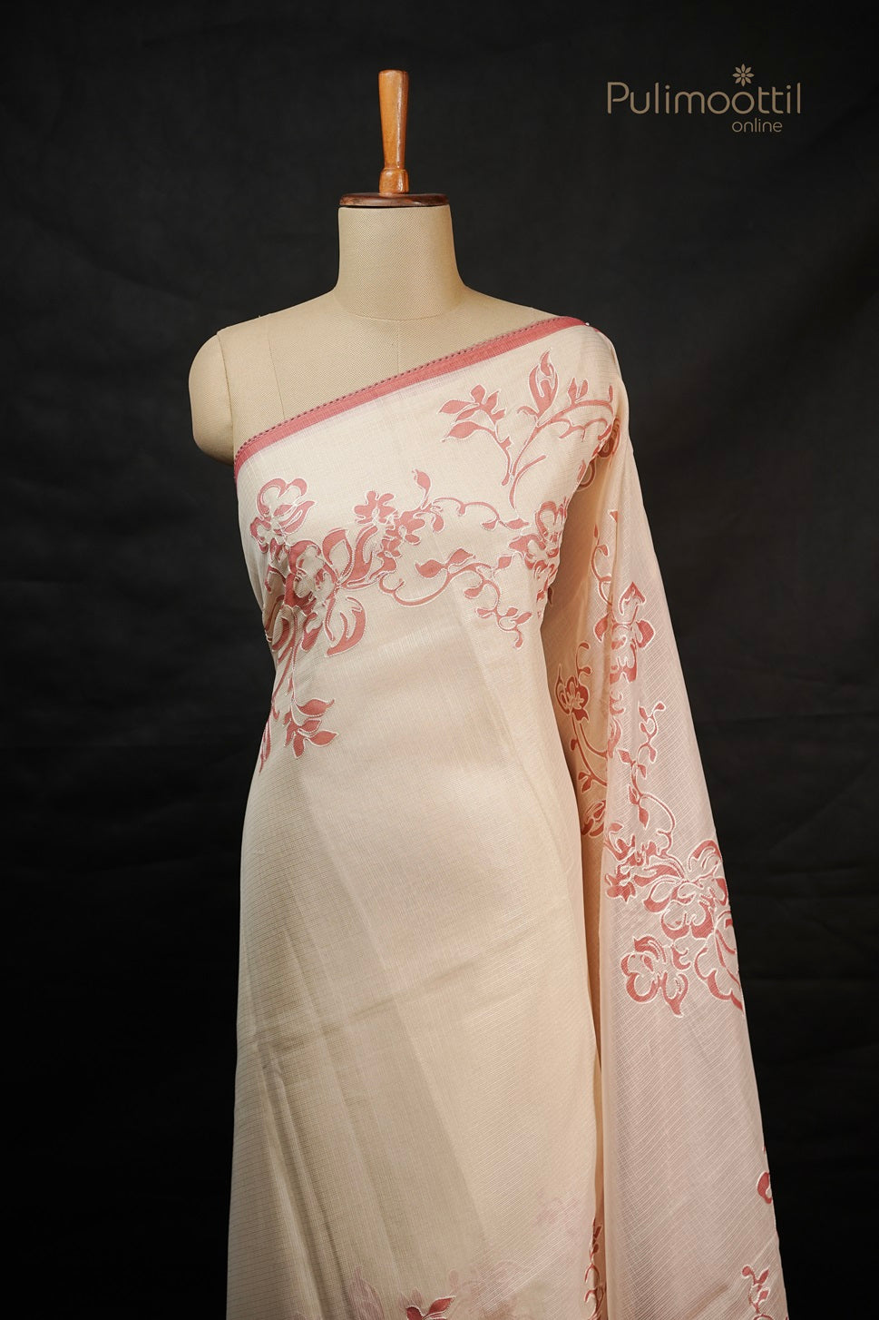 Cream Colour Net Kota Fancy Saree