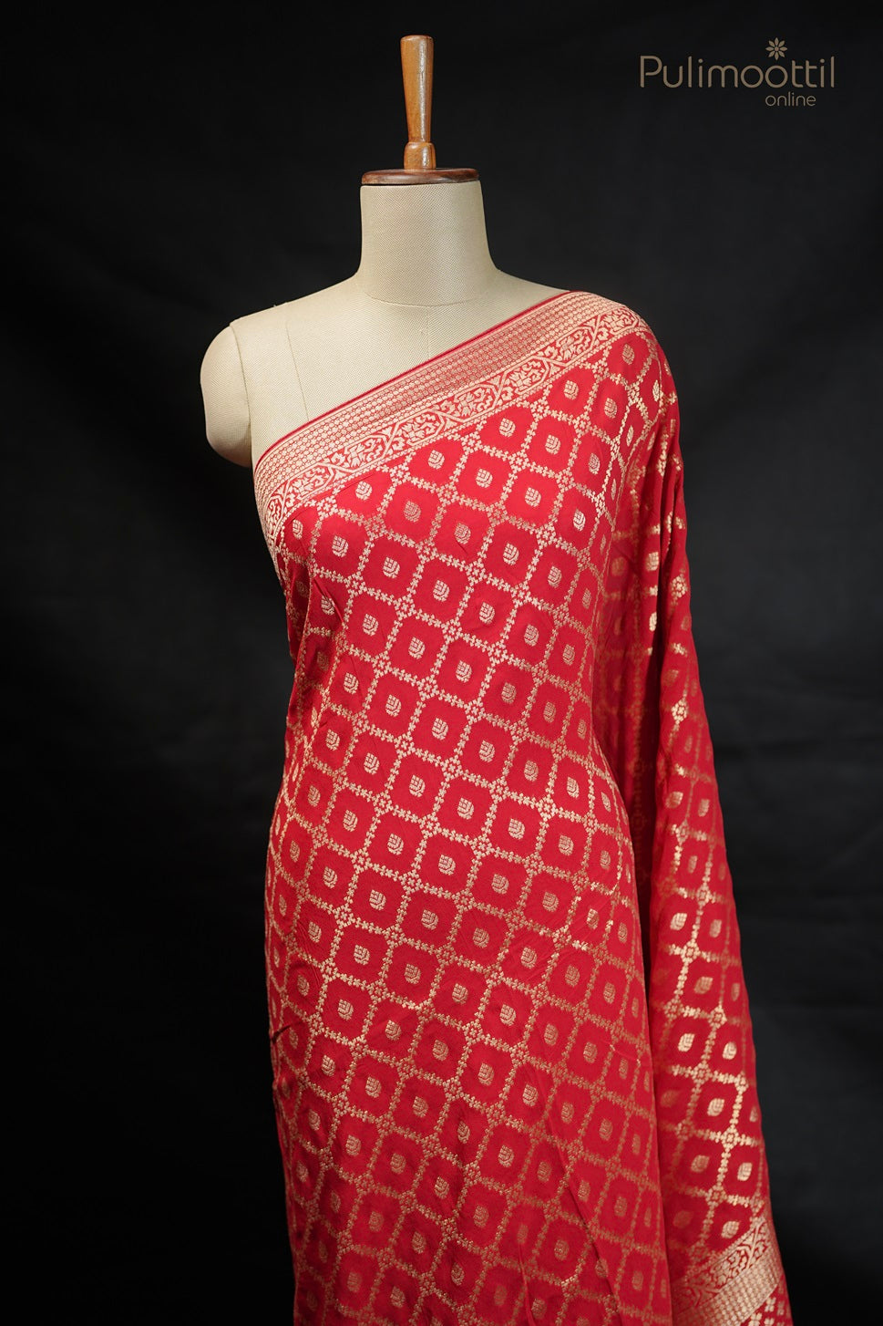 Chilly Red Colour Banarasi Silk Saree.