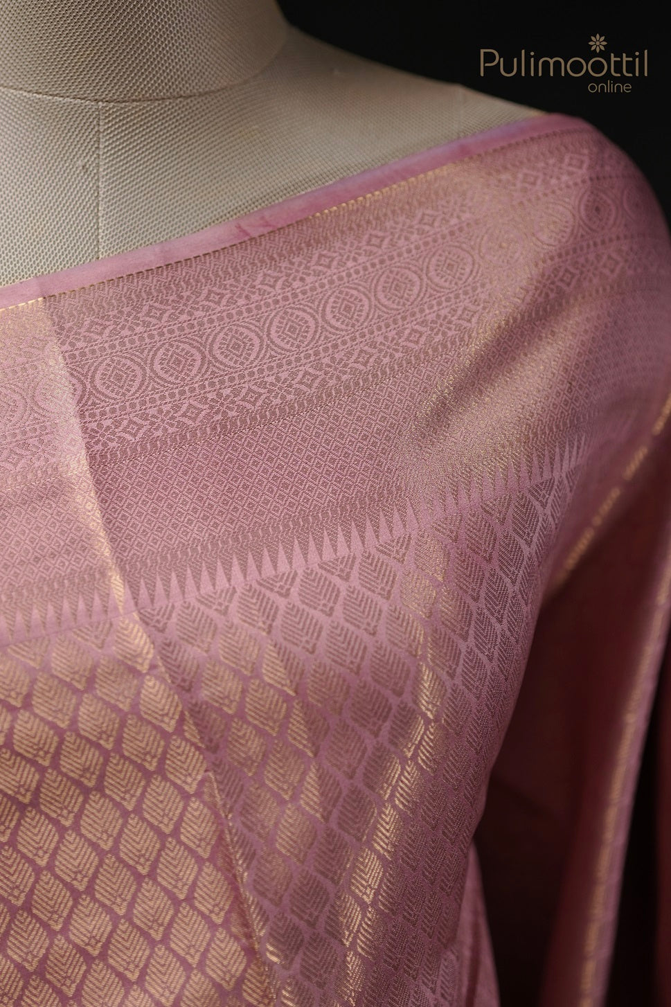 Peach Pink Colour Chiniya Silk Saree
