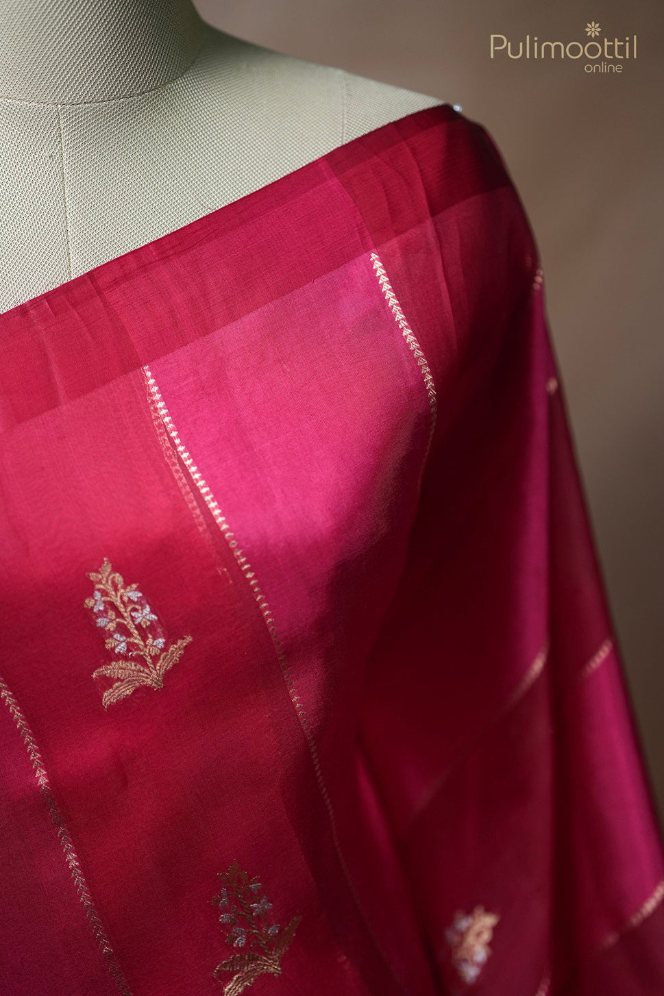 Rani Pink Colour Puna Silk and Organza Mixed Saree