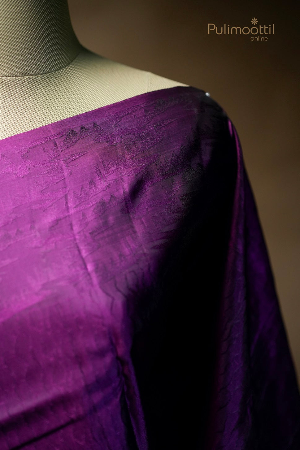 Deep violet-colored Kanchipuram soft silk saree