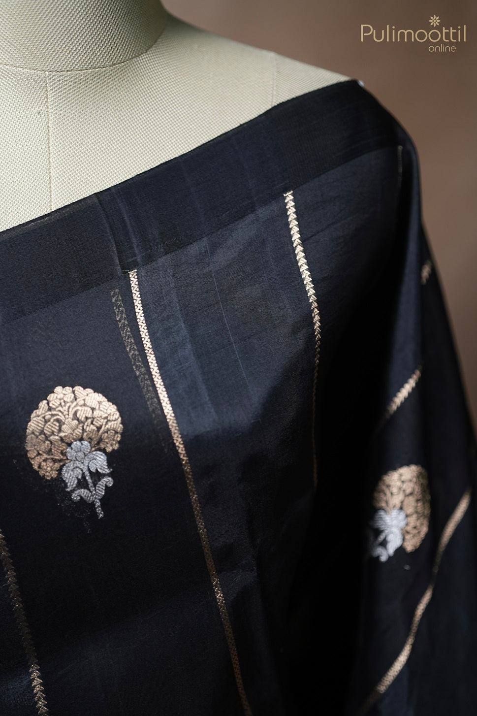 Black Colour Organza And Puna Silk Mixed Saree