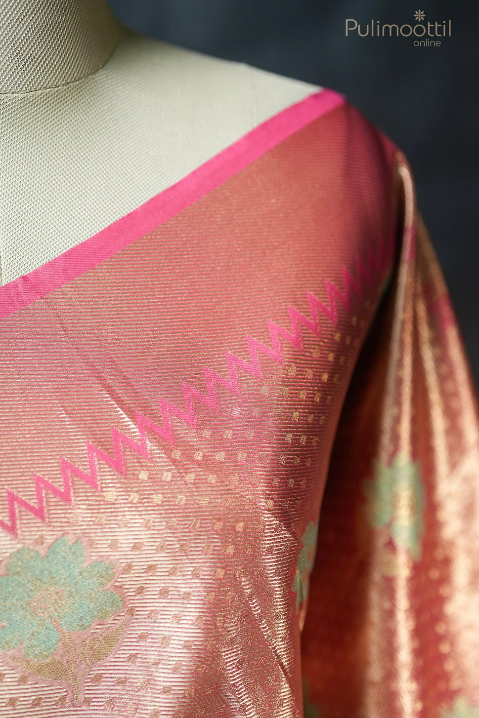 Pink Colour Semi Silk Kanchipuram Saree