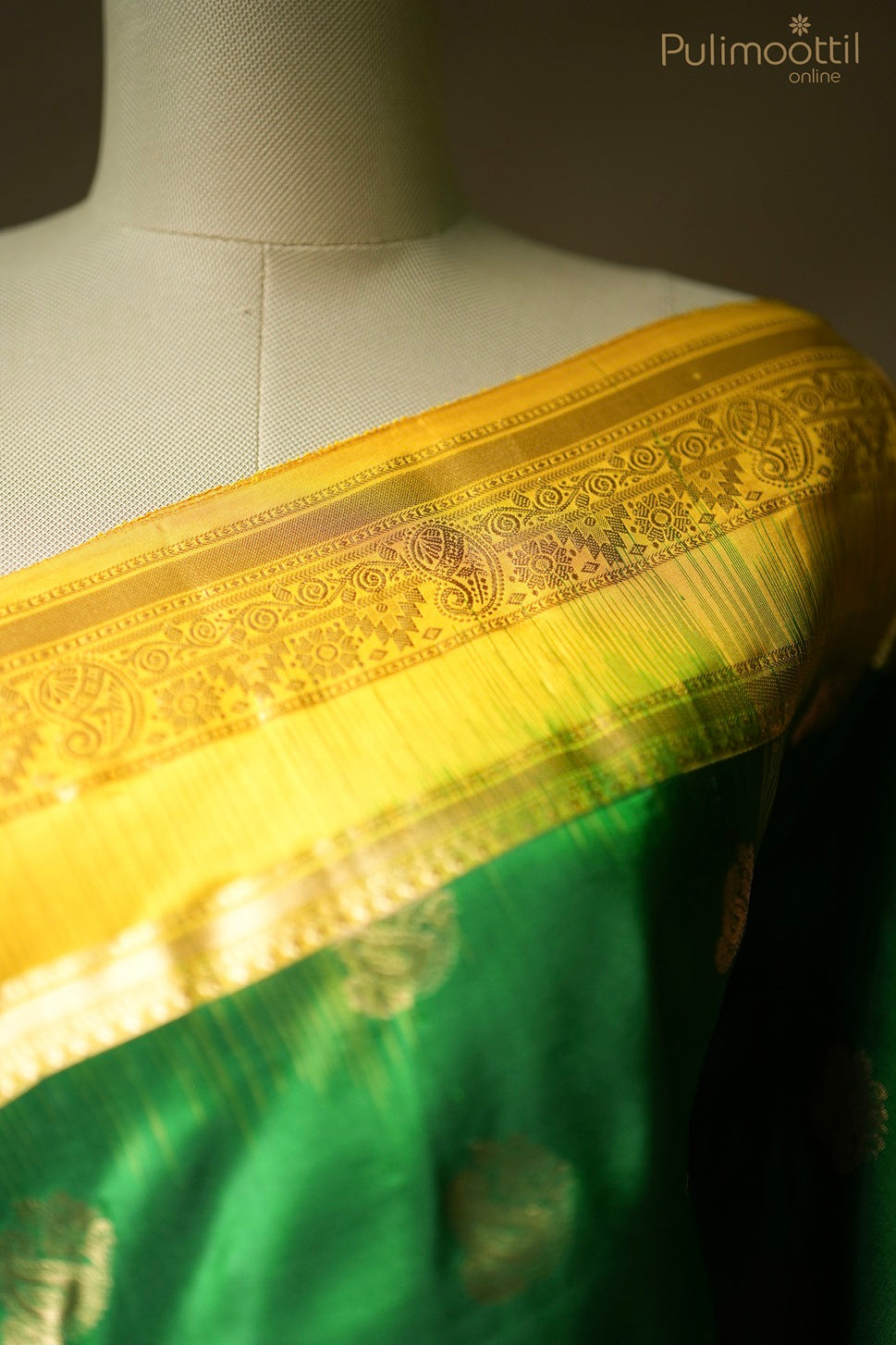 Green color Kanchipuram designer saree