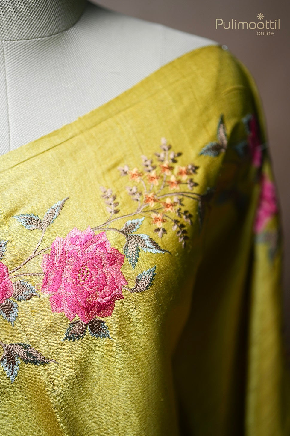Olive Yellow Colour Tussar Silk saree