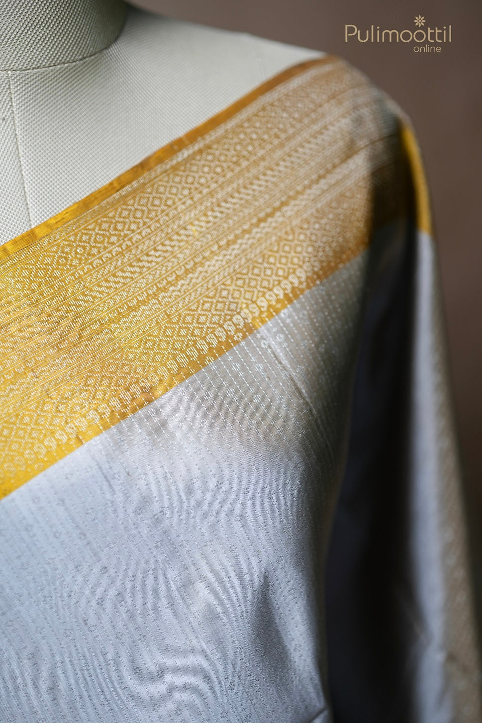 Ivory Colour Kanchipuram Designer Saree