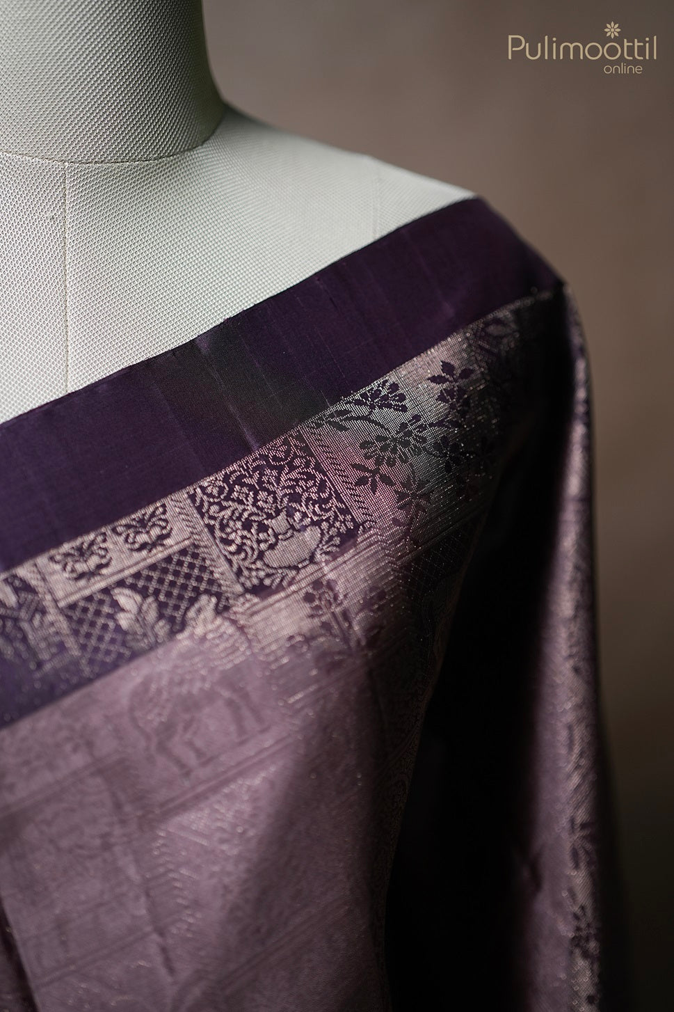 Light Chocolate Colour Kanchipuram Designer Saree