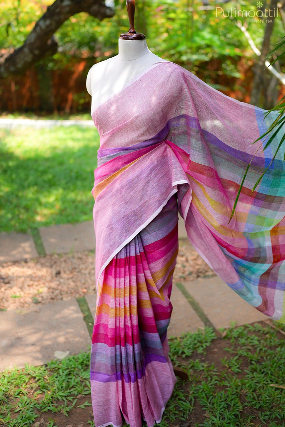 Multicolour Linen saree