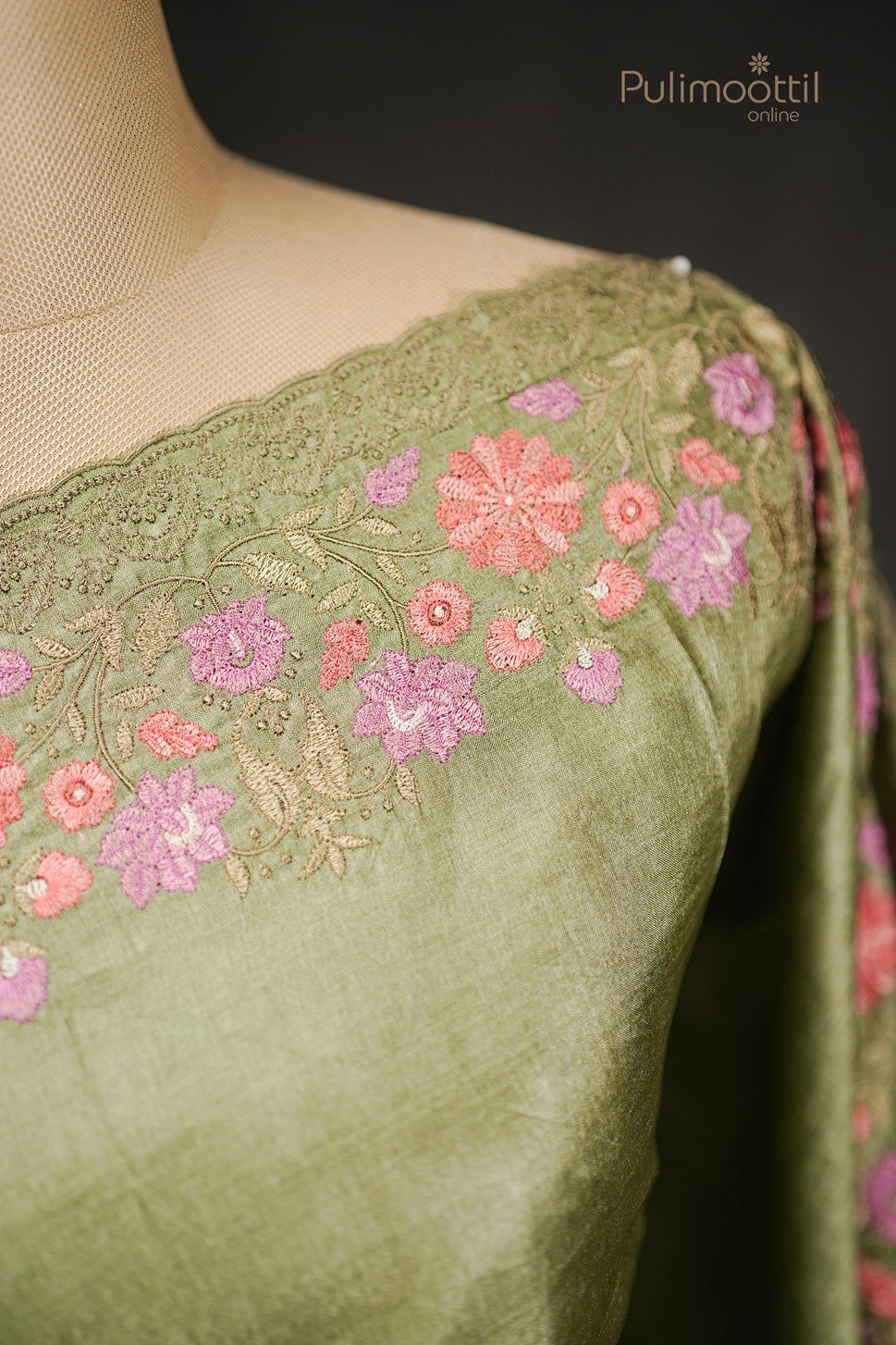 Olive Grey Colour Tussar Silk Saree.