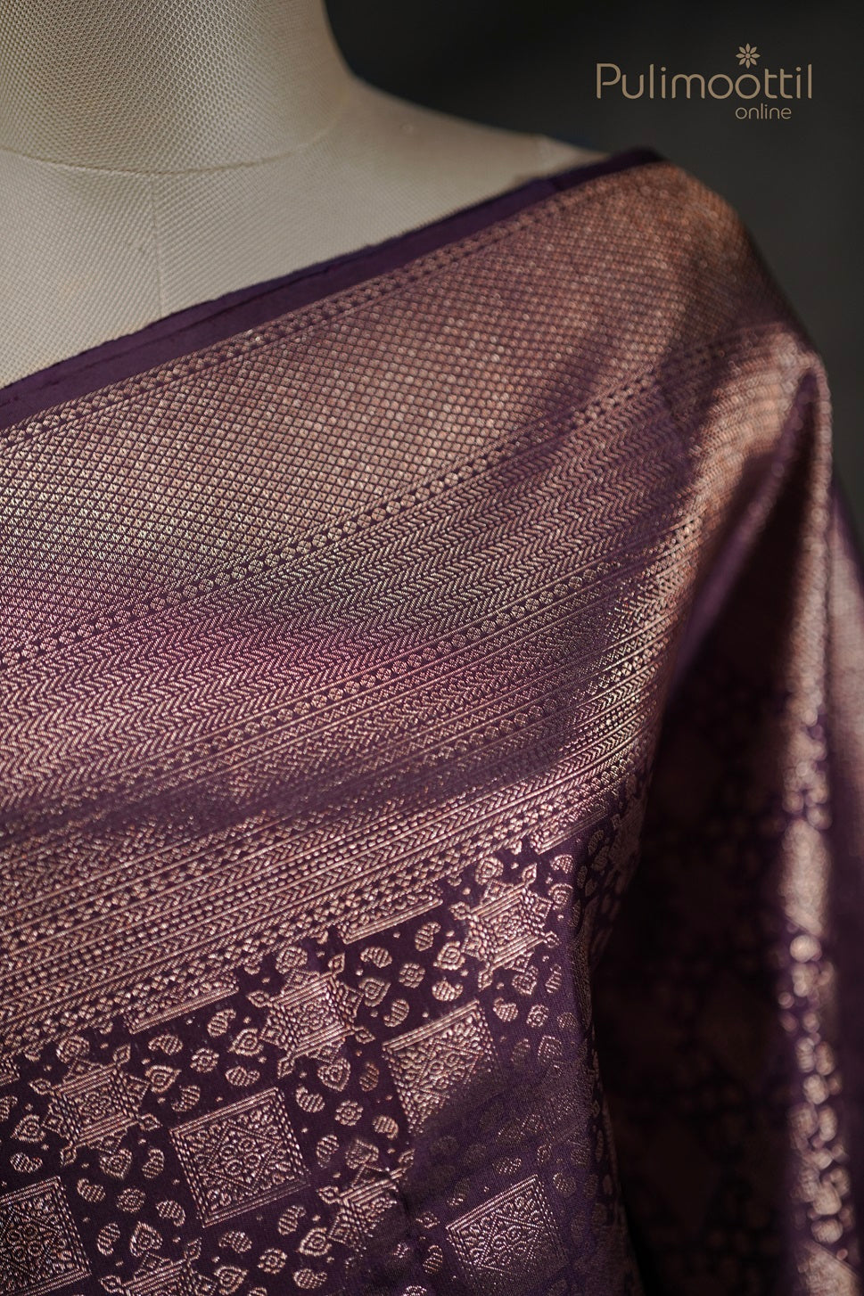 Violet Colour Kanchipuram Brocade Wedding Saree