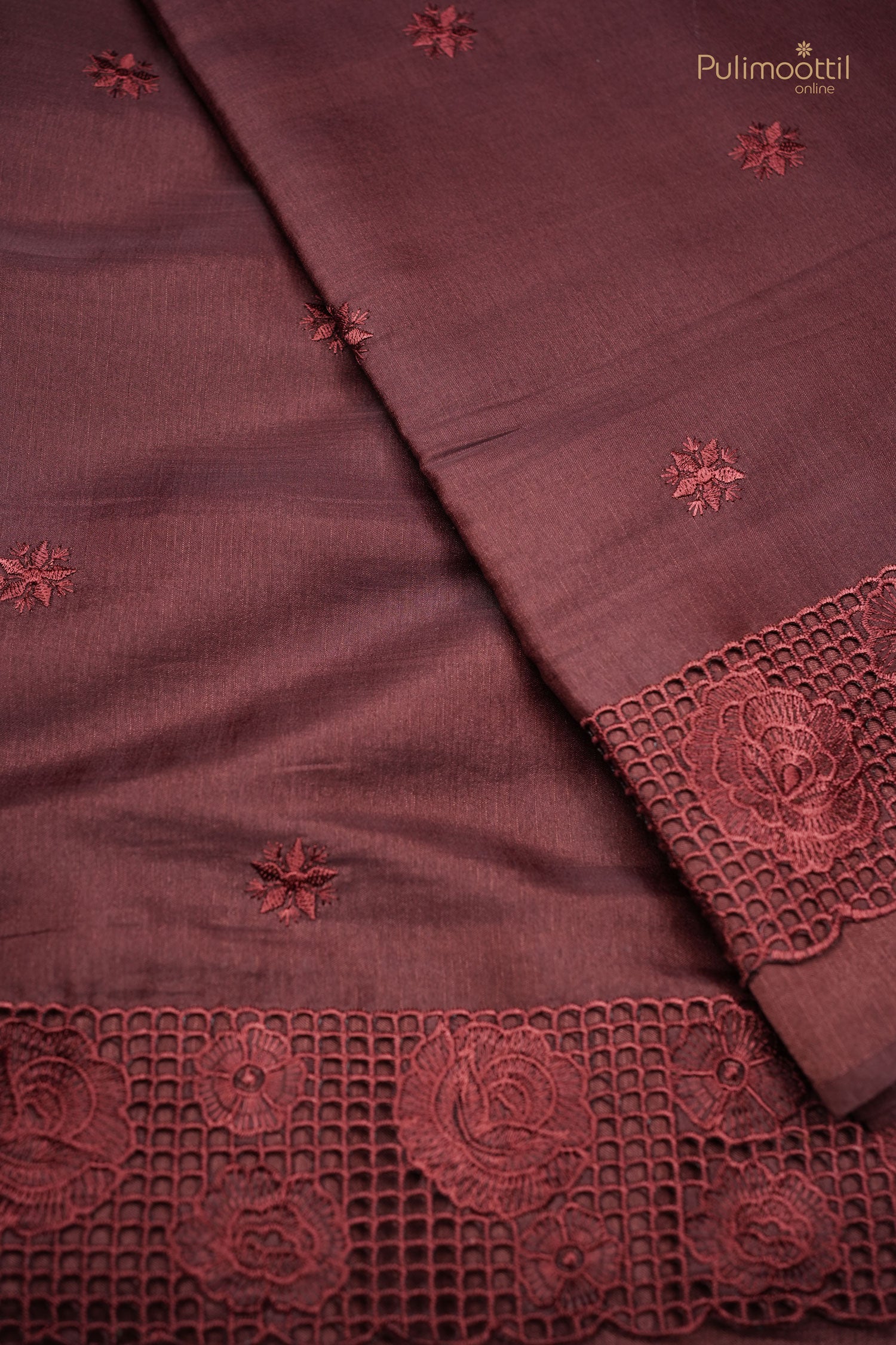 Brick color Semi Tusser saree