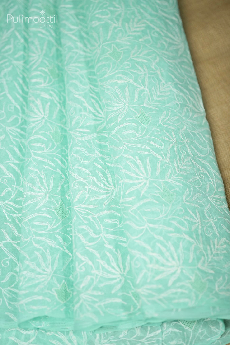 Light Sky Blue Colour Chikankari Cotton Saree