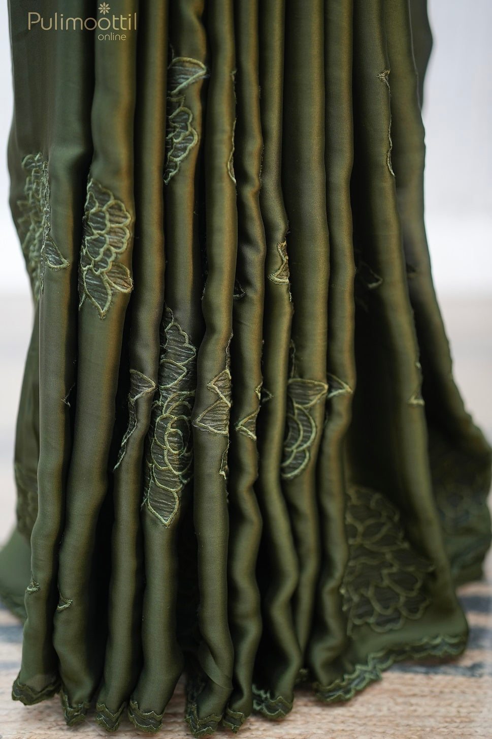 Green Colour  Satin Silk Saree