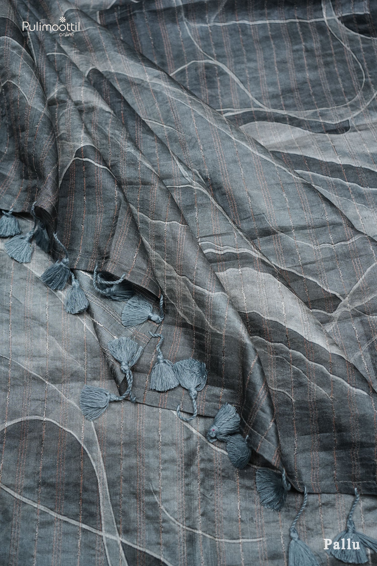 Ash color Tussar silk saree