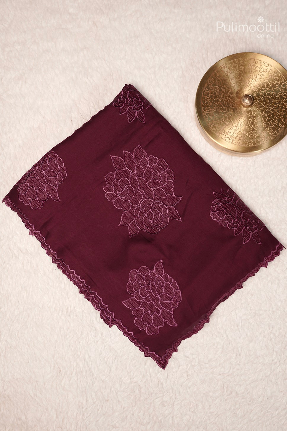Maroon Colour Crepe Silk Applique Work Fancy Saree