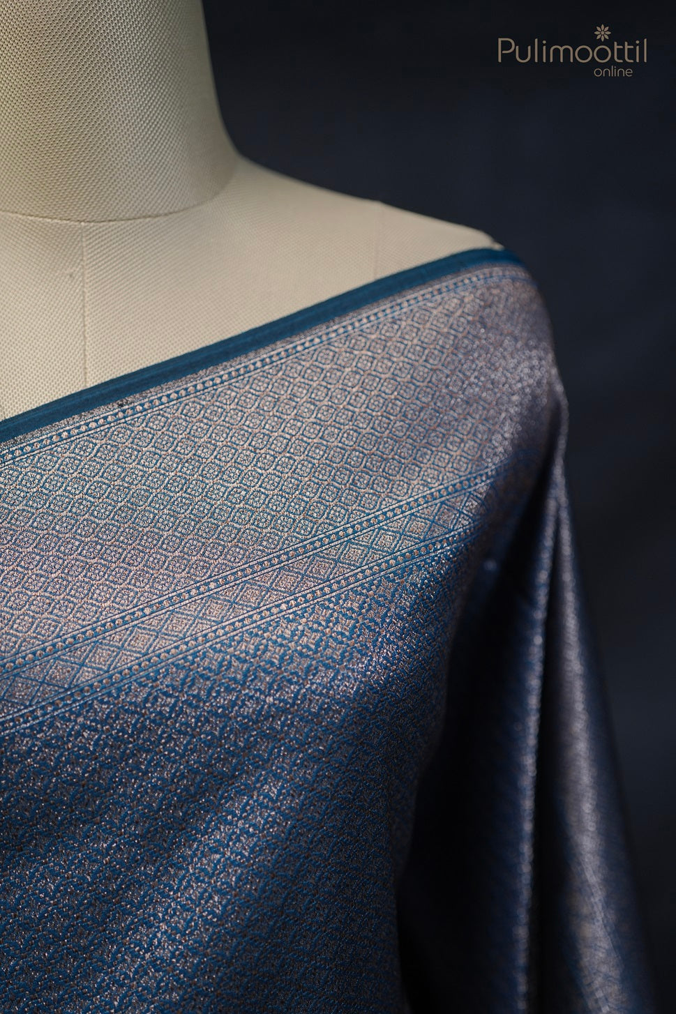 Peacock Blue-Green Katan Silk Saree