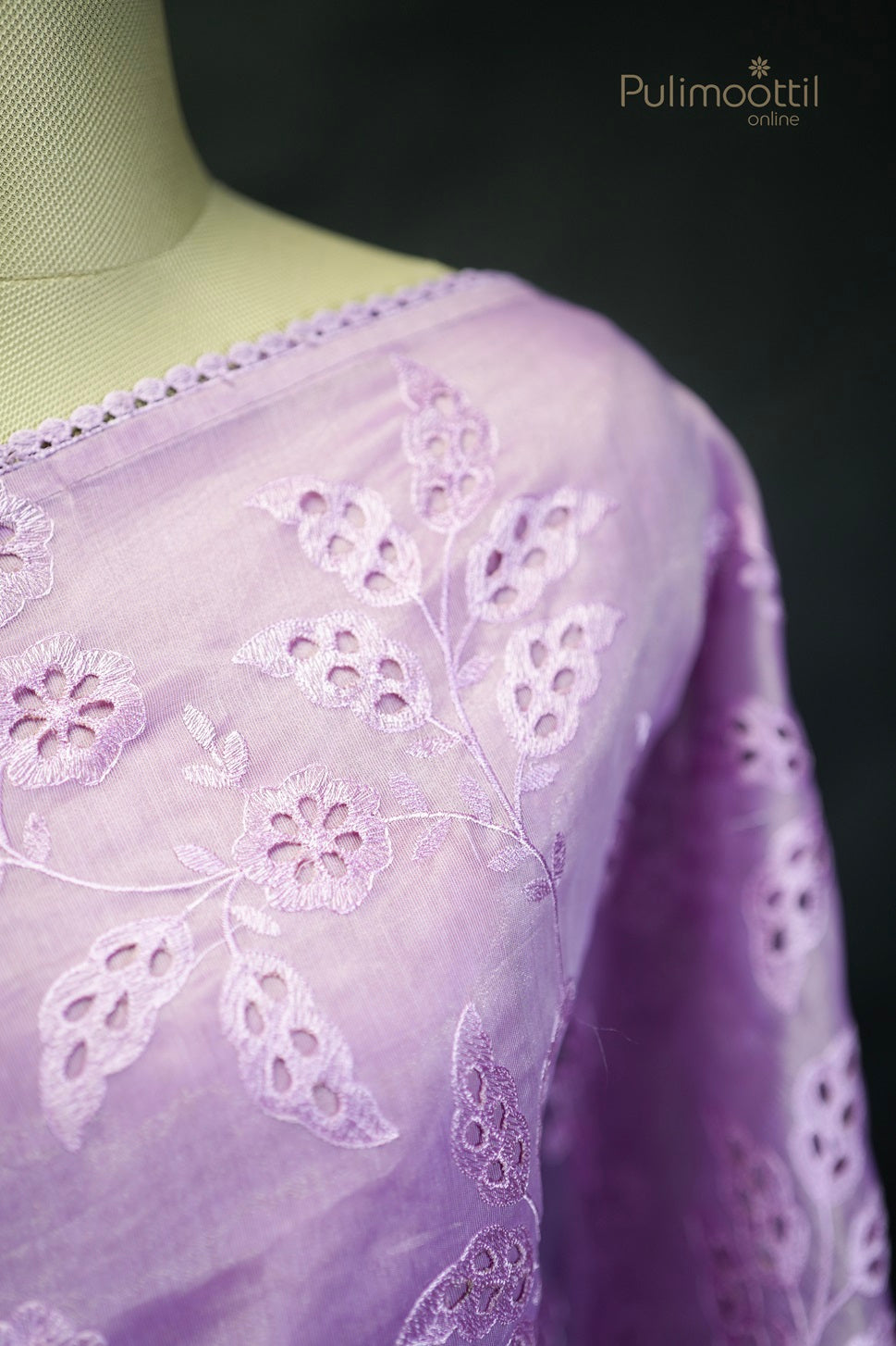 Lavender Colour Organza Cutwork Fancy Saree