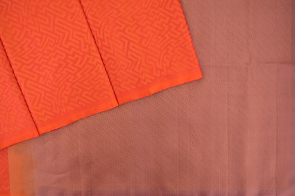 Carrot peach colour kanchipuram soft silk saree