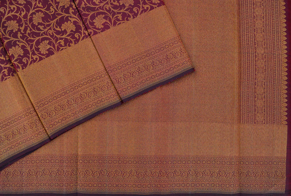 Marron colour brocade Kanchipuram saree.