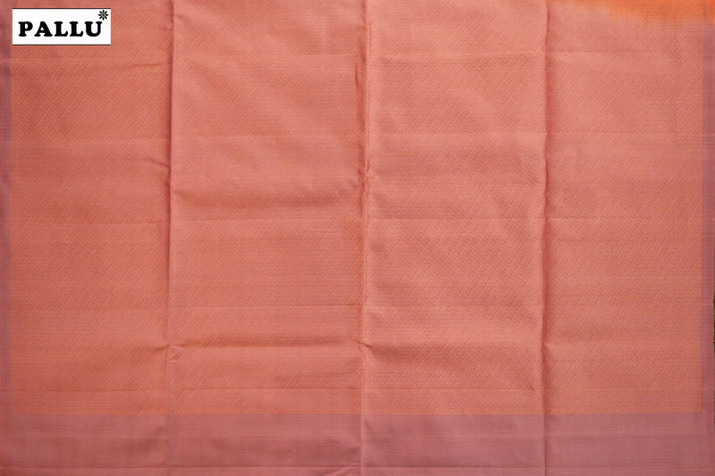 Carrot peach colour kanchipuram soft silk saree