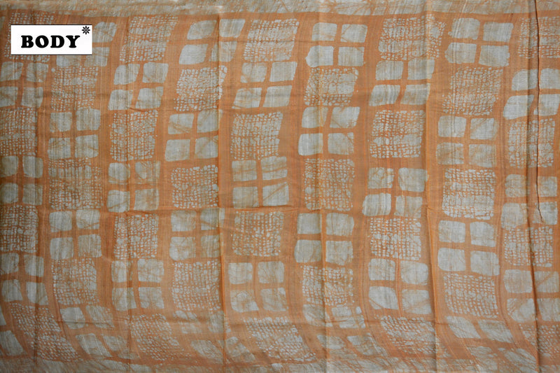 Peach colour tussar silk saree